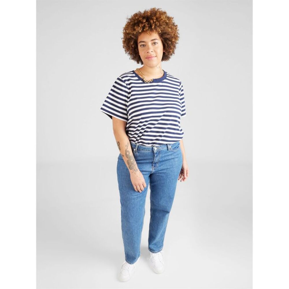 Michael Kors Womens Stripe Chain Neck Embellished T-Shirt, White, Plus Size, ...